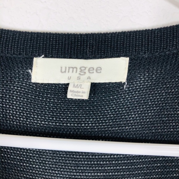 Umgee 🔥SALE🔥black crochet and fringe geometric open front cardigan M/L - Picture 5 of 7